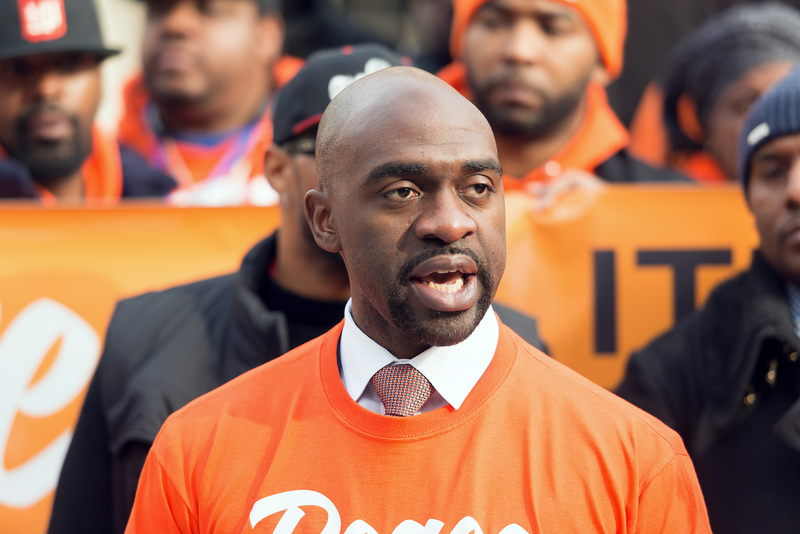 New York State Assemblyman Michael Blake speaks during a press conference at City Hall Jan. 15, 2016, in New York City.Mike Pont/WireImage